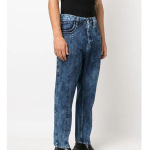 Jeans décontractés bleu indigo en coton, denim à jambe droite et délavé, coupe slim, 5 poches - Product Image 2