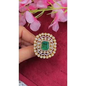 925 <b>Sterling</b> <b>Silver</b> Designer Green Zircon Statement <b>Ring</b> for <b>Men</b> Boho Oval Cut Gemstone <b>Ring</b> - Product Image 3