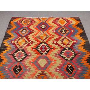 Alfombra Turca Grande de 5.1x9.8 pies, Alfombra Vintage, Alfombra Kilim con Diseño Floral Rojo - Product Image 4