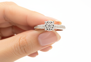 Anillo de Diamantes de Lujo con Racimo de Oro para Mujer, Elegante Banda de Oro y Plata de Dos Tonos, Regalo de Compromiso, Boda, Novia - Product Image 3