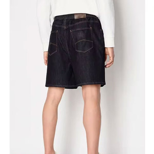 Shorts Bermuda en Denim Bleu Foncé pour Homme, Taille Mi-Haute, Fermeture Élastique, Style Décontracté avec Poches, Tissu 100% Coton Toile - Product Image 3