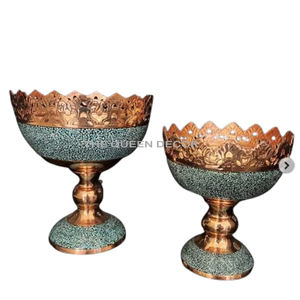 ชุดทองแดงโบราณทรงกลมทำจากโลหะอะลูมิเนียมชุดชามตกแต่งบ้านฟรี2ชิ้นงานฝีมือสุดสร้างสรรค์ - Product Image 1