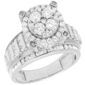 Flower Cluster Diamond Wedding Engagement & Anniversary Women's <b>Ring</b> With Elegant <b>Silver</b> <b>Statement</b> Jewelry for Gift - Product Image 1