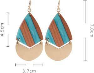 Pendientes colgantes simples y elegantes, colgante de barra geométrica de resina de madera, pendientes de madera, pasador bohemio Retro - Product Image 3