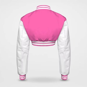 Vestes universitaires pour femmes 2026 avec logo personnalisé brodé, vente en gros, vêtements de rue de baseball, manches en cuir, vêtements d'extérieur en coton uni, style lettreman - Product Image 3