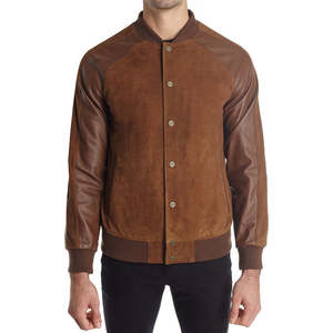 Chaquetas Varsity para Hombre con Cuello Alto en Color Verde Oliva, Chaquetas Varsity en Venta - Product Image 3