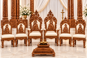 มณฑปไม้สามเสาแบบกูร์ราติสำหรับงานในร่ม มณฑปงานแต่งงานแบบฮินดูแกะสลักด้วยมือสุดพิเศษสำหรับงานอันยิ่งใหญ่ - Product Image 5