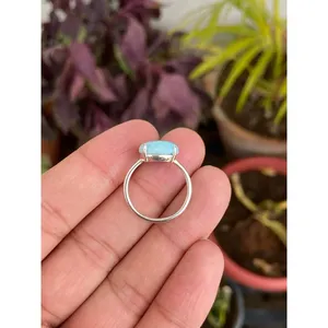 Romantic Round Larimar <b>Ring</b> <b>925</b> Sterling <b>Silver</b> Handmade Gemstone <b>Ring</b> Wholesale Jewelry Supplier - Product Image 5
