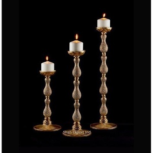 Vente chaude Aluminium Or Enduit Pilier Bougeoir Pour Événement Fête De Mariage Table Éclairage Décor Bougie Piliers - Product Image 5