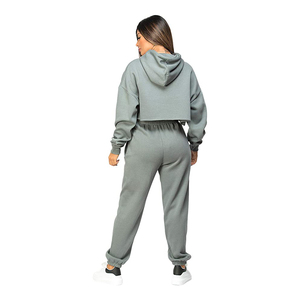 Sudadera corta de algodón con forro polar para mujer, ropa deportiva a la moda, trajes de dos piezas hechos en Pakistán - Product Image 2