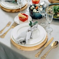 Ensemble de couverts en bois écologiques de luxe, design royal baroque, robuste, sans danger pour les aliments, élégant pour les mariages et les fêtes