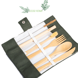 Vente en gros de couverts écologiques en bambou/couverts de voyage en bambou de haute qualité et gravure gratuite au Laser Logo fabriqué par Eco2go - Product Image 1