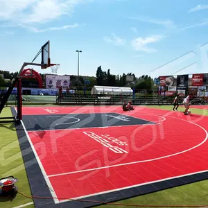 Modularer tragbarer Basketballplatz 17 m2 - ineinandergreifender Bodenbelag Outdoor, Outdoor Sportfliesen, Multi-Sport-Bodenbelag