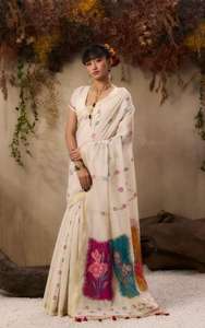 ผ้าส่าหรีผ้าลินินชานดรายเนื้อนุ่มสำหรับผู้หญิง ดีไซน์แบบบอลลีวูด ลายดอกไม้ทั้งผืน ผ้าส่าหรีสุดหรู ดีไซน์พิเศษ ล่าสุด คุณภาพพรีเมียม - Product Image 4