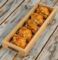 Petite boîte à brioche française en papier kraft ondulé personnalisée écologique pour l'emballage de sandwich au petit-déjeuner