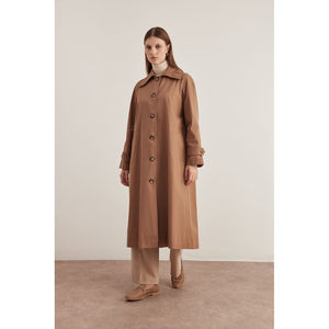 Manteau trench décontracté imperméable couleur tan pour l'automne - Product Image 4