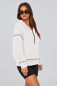 Sudadera corta para mujer, Top cómodo de estilo corto para un look informal y de gimnasio - Product Image 4