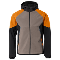 Veste de cyclisme unisexe imperméable en softshell à capuche avec fermeture éclair, pour l'extérieur, hiver, coupe classique, logo avant, noir jaune fluo