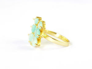 Anillo de Calcedonia Aqua Hecho a Mano, Chapado en Oro de 18k, Anillo Ajustable para Mujer - Product Image 4