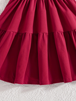Robe élégante pour filles, style preppy à volants, col rond, manches courtes, coupe trapèze, longueur cheville, extensible, pour l'été et toutes les saisons