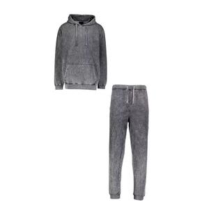 Ensemble survêtement ample délavé à l'acide, sweat-shirt à épaules tombantes surdimensionné personnalisé, pantalon de survêtement pour hommes, streetwear, survêtement délavé au soleil - Product Image 1