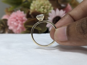 1 Ct Round Cut Lab Grown Diamond Solitaire Engagement <b>Ring</b> For Women's, Solid 10K/<b>14K</b> Yellow <b>Gold</b> <b>Ring</b>, Custom Wedding jewelry - Product Image 4
