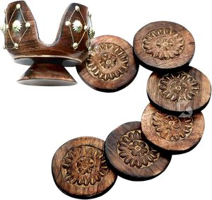 ที่รองแก้วไม้วอลนัทดีไซน์รูปใบโคลเวอร์สี่แฉกแบบเรียบง่ายไม่เหมือนใคร - Product Image 3