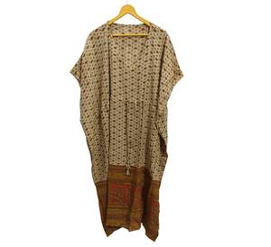 Bata de Baño de Seda Suave Color Azul, Bata Multicolor para Dormir, Kimono de Sari de Seda Reciclada Vintage India, Diseño Elegante - Product Image 5