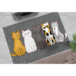 Abstract Cat Printed <b>Rug</b> - Home Decor, Wedding Gift, Anti-Slip Carpet,<b>Chenille</b> <b>Rug</b> - Product Image 1