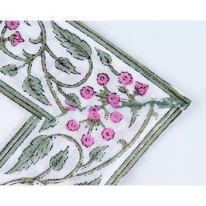 Juego de servilletas de comedor reutilizables hechas a mano, recién llegado, servilleta de algodón estampada a mano, inauguración de la casa, diseño de flores de boda, tela/Tela - Product Image 4