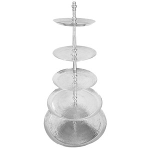 Soporte para servir pasteles ovalados con acabado antiguo hecho a mano, 3 niveles, niquelado, Ideal para uso en el hogar, Hotel y pastel de cumpleaños - Product Image 5