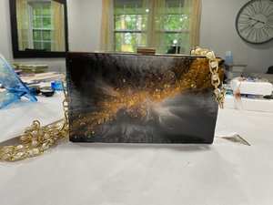 Sac à main en résine époxy moderne et tendance pour femmes |   Pochette de soirée brillante pour mariage |   Écologique et Imperméable |   Cocktail - Product Image 4