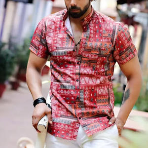 2025 New Arrival <b>Men's</b> Hawaiian Short Sleeve <b>Shirt</b> Breathable Anti-Wrinkle Hot Sale Summer Sublimated Printing Knitted <b>Shirt</b> <b>Red</b> - Product Image 6