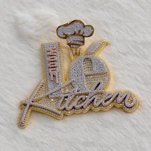 Pendentif Moissanite personnalisé VVS entièrement glace breloque Logo diamant pendentif femme en argent sterling 925 plaqué or/argent certifié IGI - Product Image 1