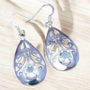 Pendientes de cristal de Plata de Ley 925 auténtica para mujer, joyería fina elegante hecha a mano, pendientes de gota al por mayor - Product Image 1