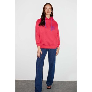 ETHIQUET Polinia Sudadera con capucha para mujer, forro polar, estampado en el busto, corte regular, cordón de contraste - Product Image 3
