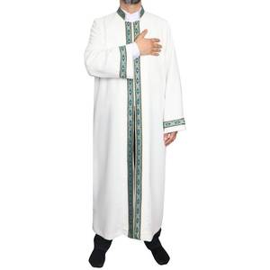 Robe de prière longue en lin pour hommes musulmans - Kurta-Galabiyya Jubbah - avec fonction anti-froissement - Manches longues - Product Image 1