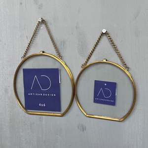 <b>Picture</b> <b>frame</b> set of 2 hanging photo <b>frame</b> unique design with hanging chain brass finish - Product Image 2