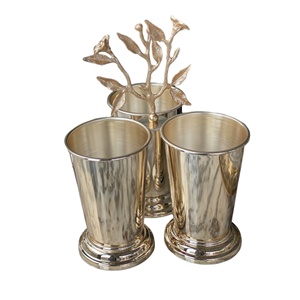 Affordable Luxury Silver & Gold Metal 3-Compartment Floral Design Cutlery Holder - Product Image 1