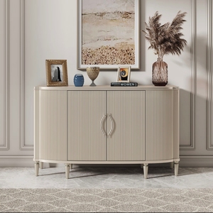 Modern Midcentury <b>Sideboard</b> Cabinet with Metal Handles and <b>Storage</b> for Dining Area - Product Image 2