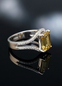 Bague de fiançailles et de mariage en argent sterling 925 avec pierre de quartz miel jaune naturel, tendance, diamant CZ, symbole religieux chrétien - Product Image 4