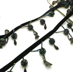 Flecos de cuentas negras, ribete de cuentas negras, ribete negro con cuentas - Product Image 3