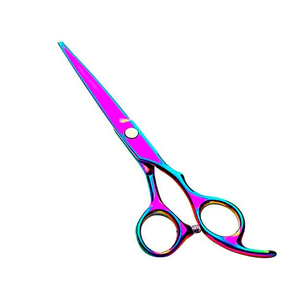 Ciseaux pivotants professionnels avec lame droite à vis réglable de couleur multi-titane pour la coupe de cheveux et la coiffure - Product Image 2