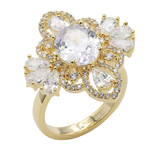 Anelli moda a grappolo placcato oro rosa intarsio CZ regolabile con rodio e placcatura 18K taglia unica - Product Image 1