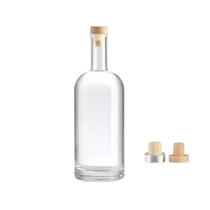סיטונאי 700 מ""ל אלכוהול וודקה משקאות חריפים בקבוק זכוכית עם פקק