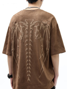 Custom Puff Print Suede <strong>t</strong> <strong>Shirt</strong> Men Drop Shoulder Oversized <strong>t</strong> <strong>Shirt</strong> <strong>3d</strong> Puff Print <strong>t</strong> <strong>Shirt</strong> - Product Image 2