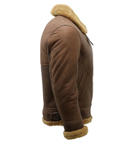 Veste d'hiver pour homme en fausse fourrure sherpa, 100% cuir véritable, grande taille, col rabattable, chauffante, coupe-vent, écologique