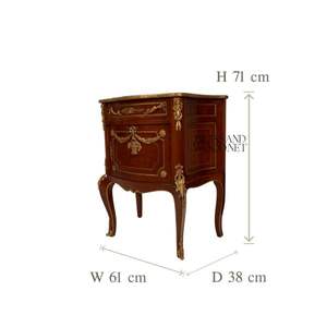 Luxury <b>Wooden</b> Bedside Cabinet with Brass Ornaments Classic Curved Design Elegant Legs and Premium European Craftsmanship - Product Image 3