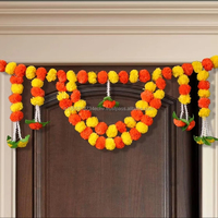 Guirlande de fleurs artificielles de marguerites indiennes faites à la main pour porte, mariage, retraite, Diwali, cadeaux festifs, entrée de maison, décoration Pooja