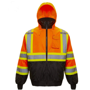 Veste de travail d'hiver personnalisée, coupe-vent, en polyester et coton, avec bandes réfléchissantes argentées, confortable pour les travailleurs. - Product Image 4